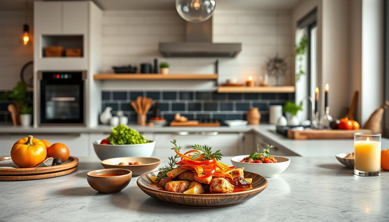 Fresh seasonal ingredients arranged for home cooking